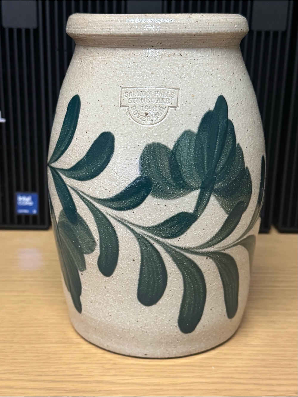 Salmon Falls Stoneware Green Penn Spoon Jar